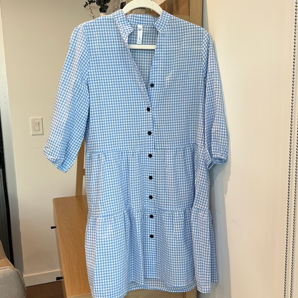 Blue and white dress, perfect beach coverup!